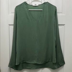 Hugo Boss AG Silk Blend Sage Green Flowy Long Sleeve Blouse - Size 6